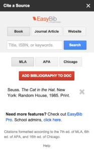 Cite Resources in a Google Doc : EasyBib Bibliography creator