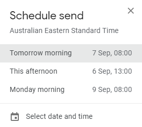 The Schedule send box